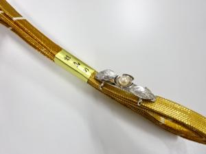 未使用品　パール帯留め・佐賀錦帯締めセット